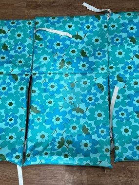 Vintage Blue Flower Power Outdoor Seat Cushions